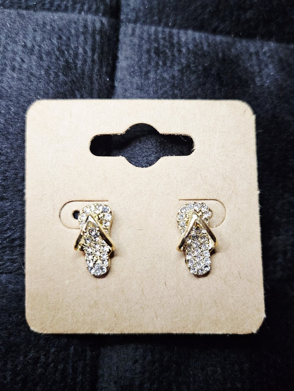 Goldtone CZ Flip Flop Earrings - Picture 5 of 9